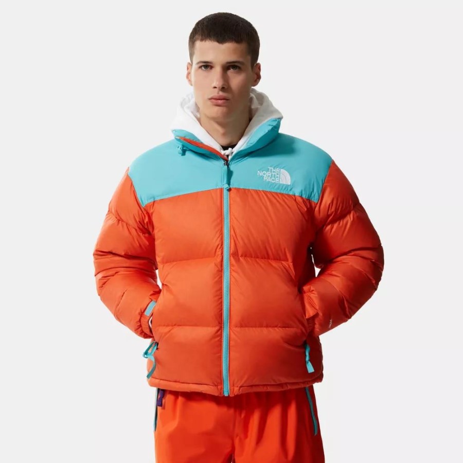 ה-north Face גברים כתום אדום 1996 ז'קט רטרו Nuptse
