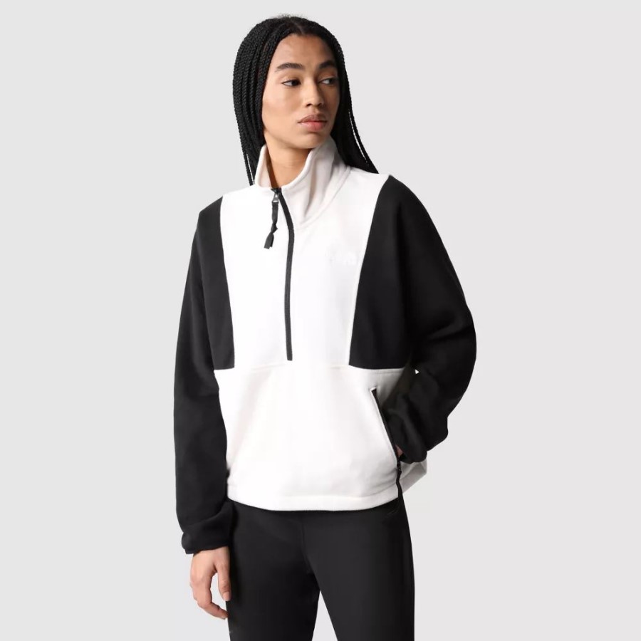 The North Face נשים Tka Attitude 1/4 צמר רוכסן לבן
