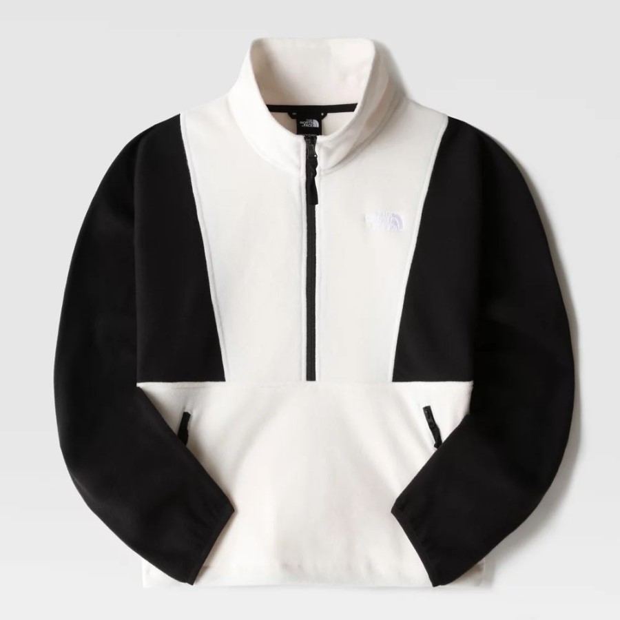 The North Face נשים Tka Attitude 1/4 צמר רוכסן לבן