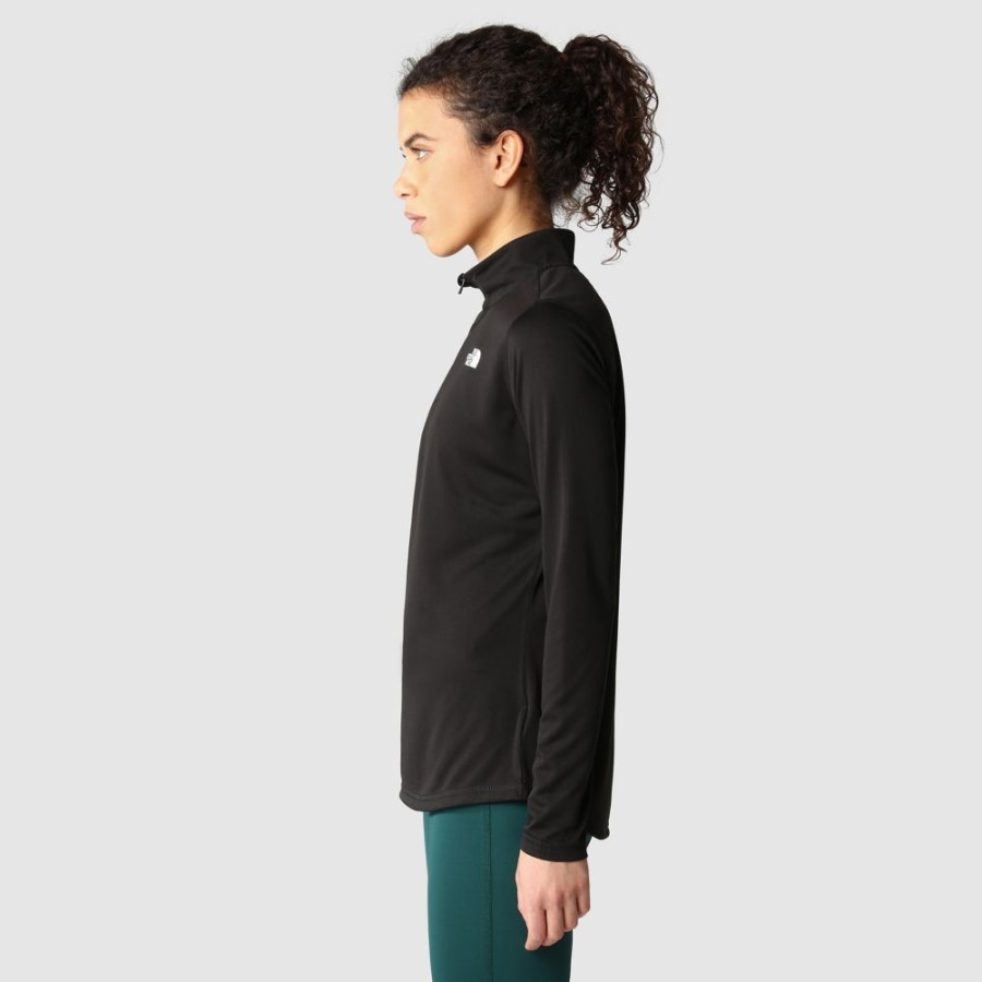 נשים Flex 1/4 רוכסן שרוולים ארוכים עליון שחור הפנים הצפוני