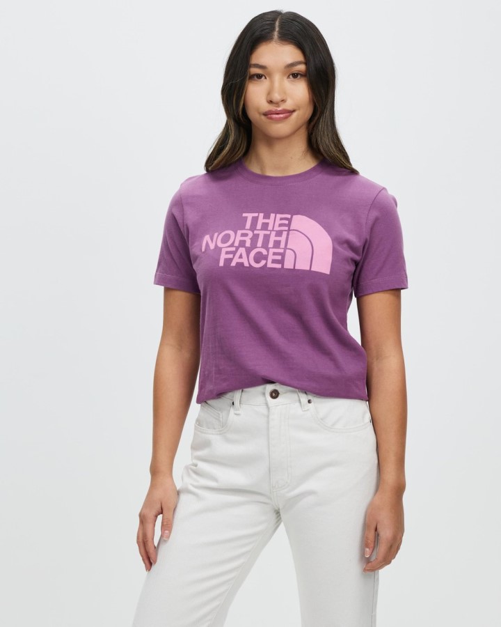 The North Face Pikes סגול חולצת כותנה עם שרוול קצר חצי כיפה