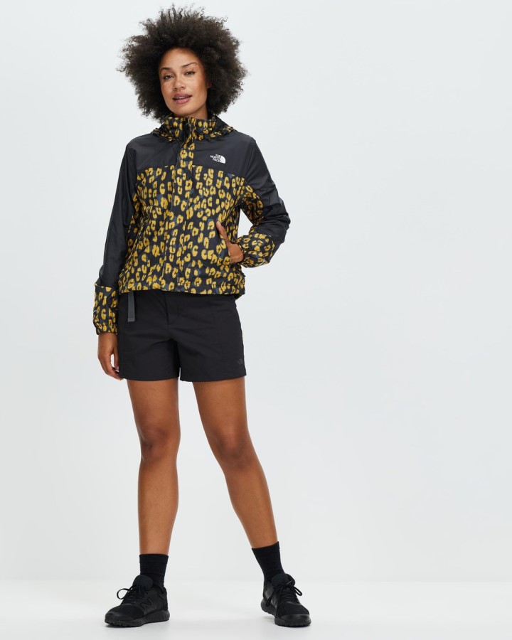 Arrowwood צהוב מודפס הידרנלין מעיל רוח החזית הצפונית