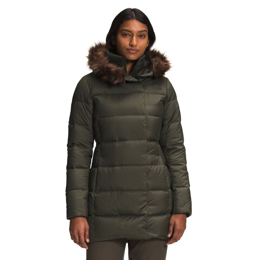נשים ניו Dealio Down Parka חדש בצבע חום ירוק החזית הצפונית