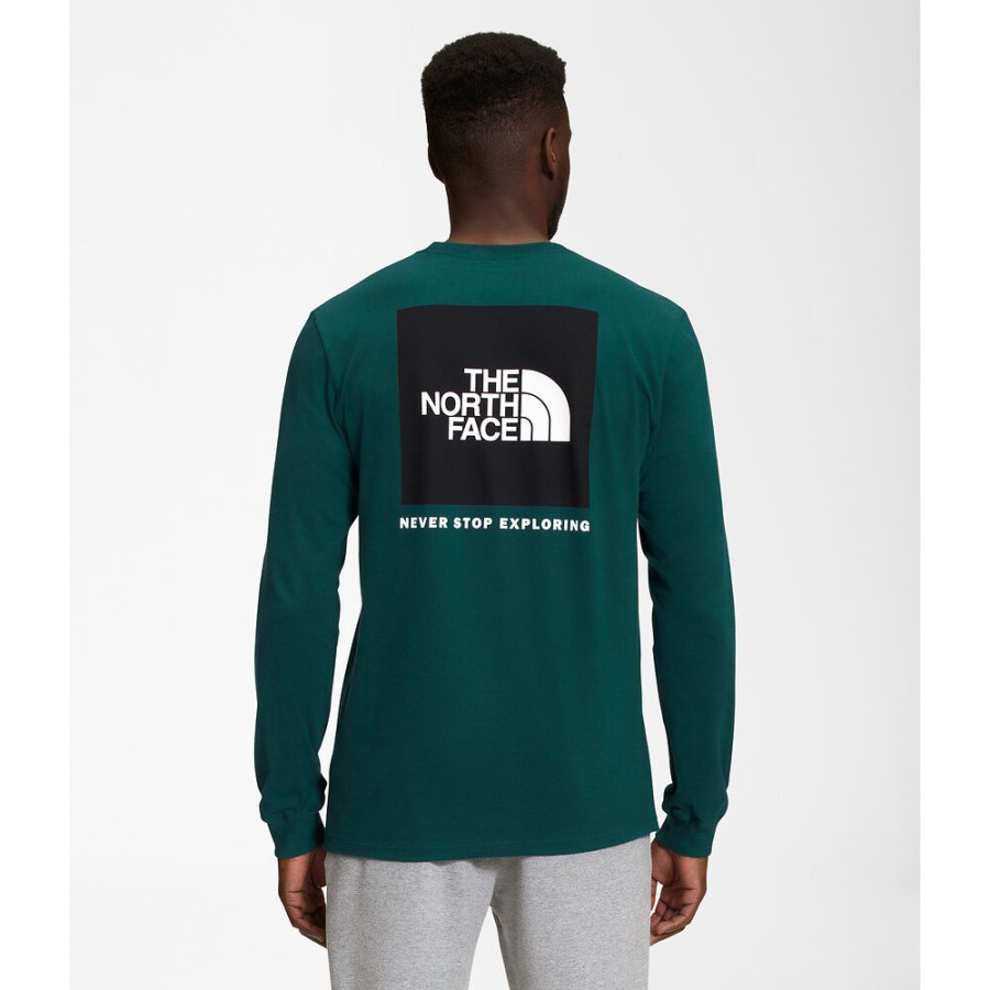 The North Face גברים ירוקים תיבת שרוולים ארוכים Nse טי