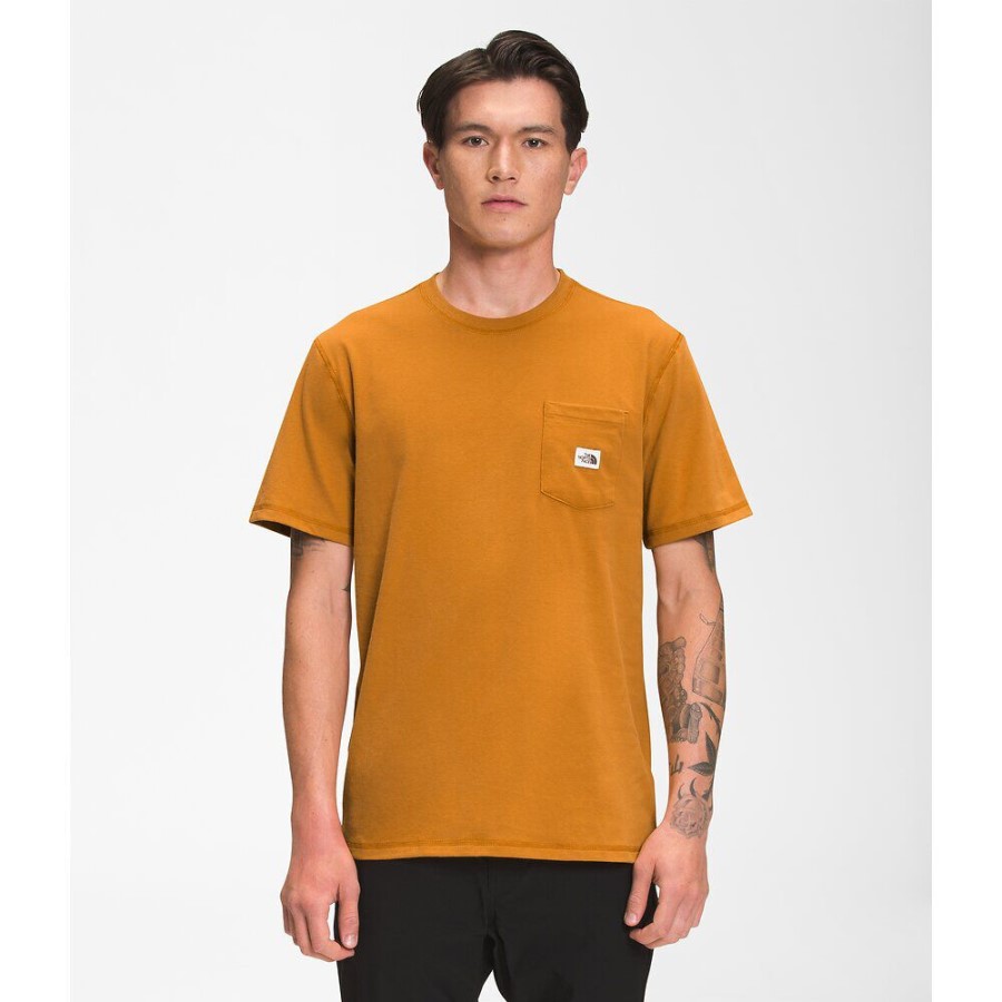 The North Face Citrine צהוב גברים קצרים שרוול קצר תיקון כיס טי