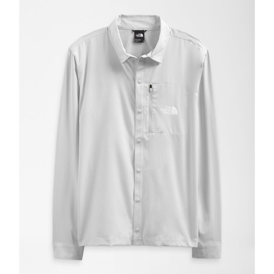 הגברים של ה-North Face עולים על החולצה אפורה עם שרוולים ארוכים