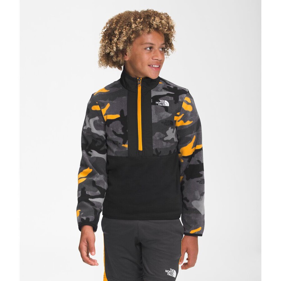 ה-North Face Youth מודפס Glacier Fleece Zip Summit Gold