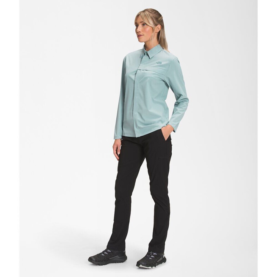 נשים תחילה שובל למעלה חולצה עם שרוולים ארוכים הפנים הצפוניות כחול כסוף