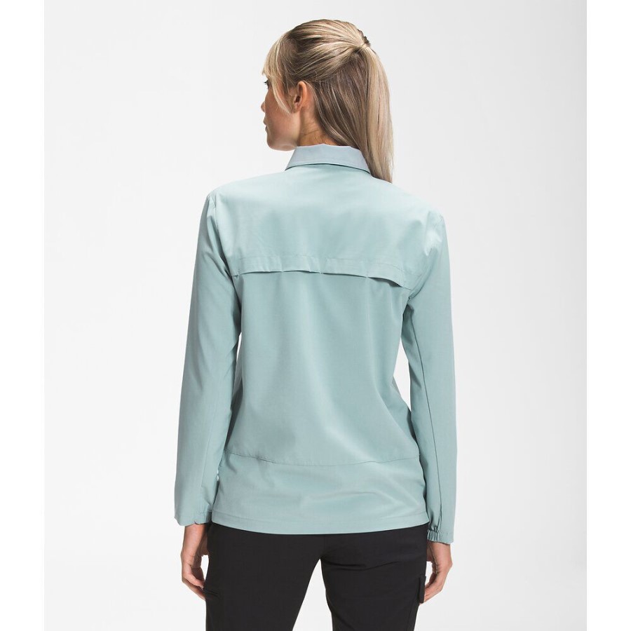 נשים תחילה שובל למעלה חולצה עם שרוולים ארוכים הפנים הצפוניות כחול כסוף